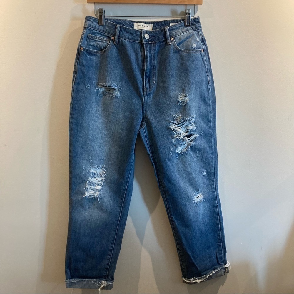 PACSUN Sz 28 Mom Style Mid Wash Distressed 5 Pocket Jeans